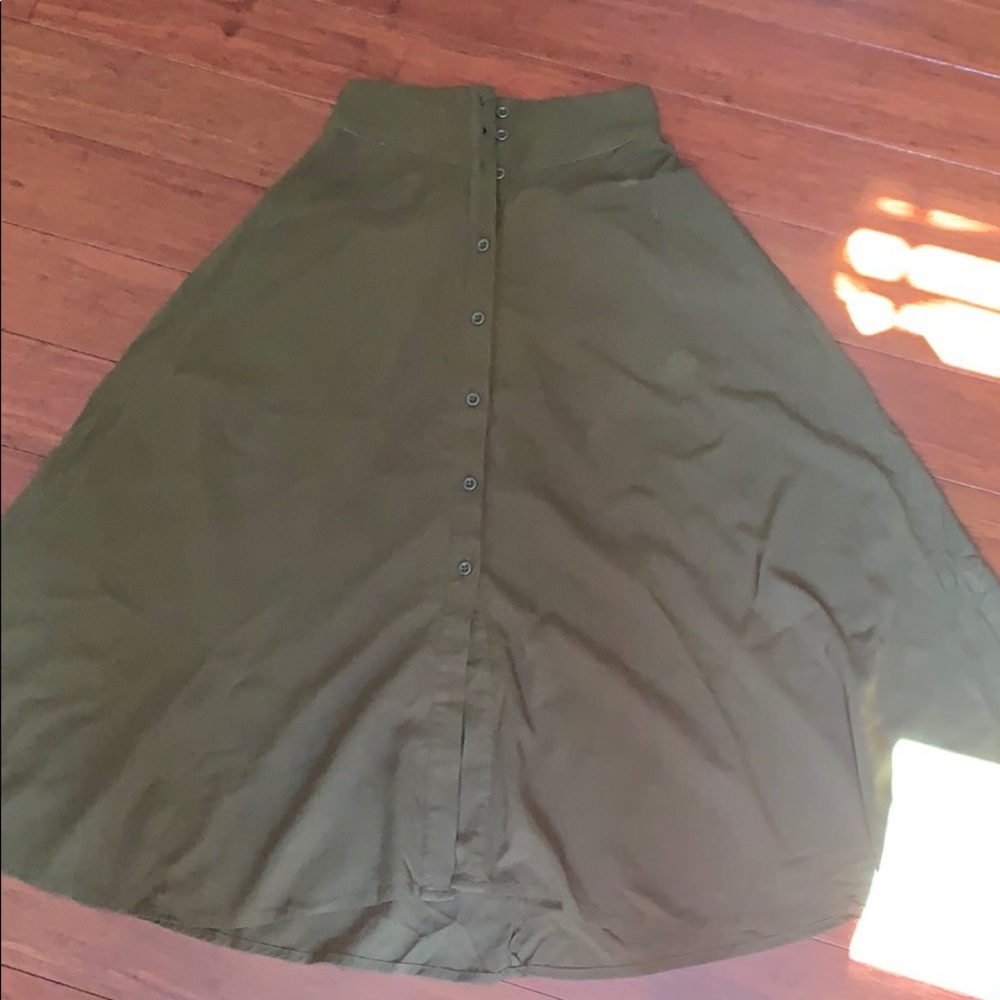 Olive green midi skirt